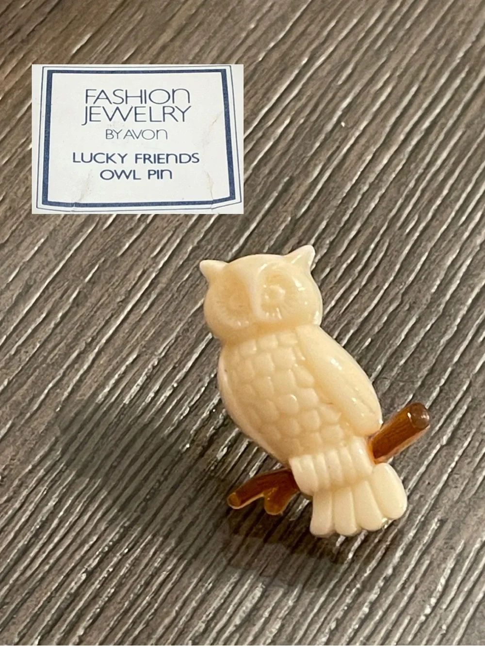 Vintage 1983 AVON Lucky Friends Owl Lapel Pin